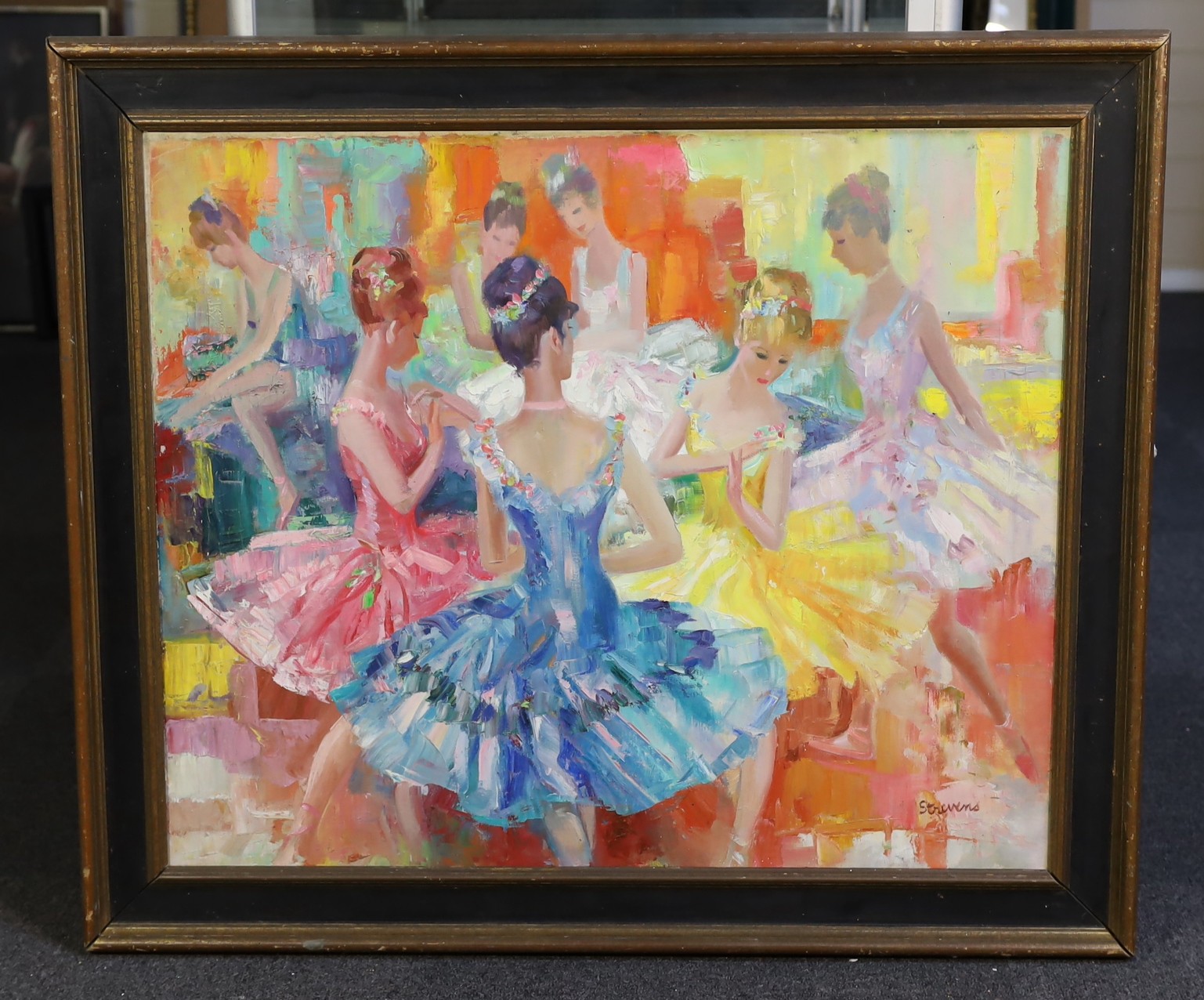 John Strevens (British, 1902-1990), 'Corps de Ballet', oil on canvas, 64 x 76cm